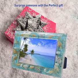 FONMY 3x5 Picture Frames Seascape Themed Acrylic Photo Frame for Wall Decor and Tabletop Display Worth Memorial Gifts Picture Frame Blue Ocean Seasell Photo Frames as Home Decor.