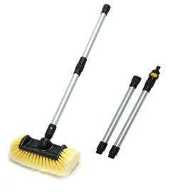 Flow-Thru Heavy Duty Car Wash Brush Head 12" with Soft Bristle Tri-Level Dip Auto Wash Brush with Long Handle 63 Inches Car Exterior Washing Yellow