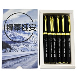 Fengtaiyuan 038P18Prox6, Black Gel Pens, Black Ink, Ultra Fine 0.38mm, Writting Pens, Smooth, 6 Pack (038P18Prox6)