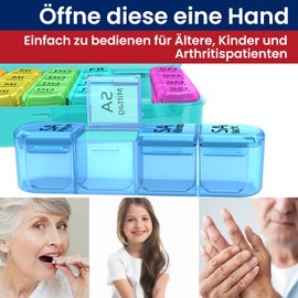 Doruimi Portapillole 7 giorni mattina mezzogiorno sera piccolo portapillole grande scomparto porta medicinali 7 giorni 4 scomparti con design semplice aperto per bambini anziani e artritici
