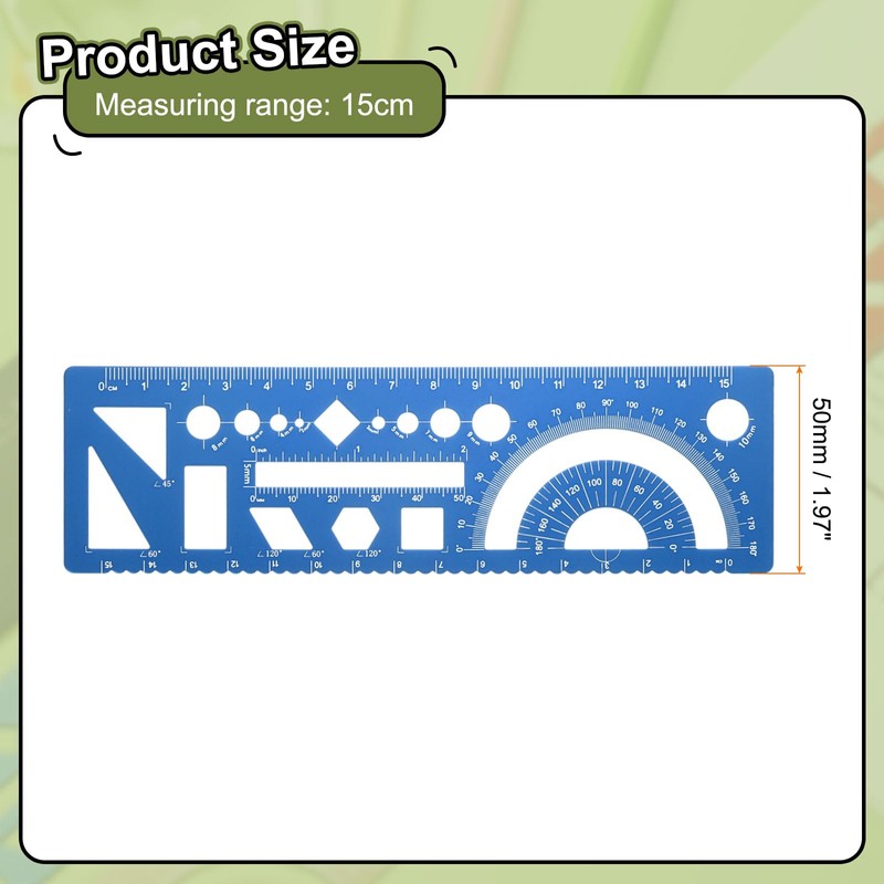 sourcing map Multifunctional Geometric Rulers 15cm Metric and SAE Aluminum