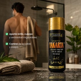 Shampoo Para Caspa Yakarta Clasico - Suave Y Brilloso - 250ml - Sabila- Romero - Ricino -Aceite Olivo- Limpieza- Hidratante-Todo Tipo De Cabello - Fácil de usar