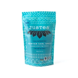 JusTea KENYAN EARL GREY | Loose Leaf Black Tea | Recyclable Refill Pouch | 160+ Cups (360g) | High Caffeine | Award-Winning | Fair Trade | Non-GMO