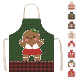 POPOYU Christmas Apron,65x75cm Christmas Cartoon Kitchen Apron for Women Men,Waterproof Adjustable Gingerbread Man Xmas Aprons,Christmas Kitchen Decor Gift for Cooking Chef,Bakers,Xmas Party