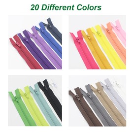 YaHoGa 80 cremalleras de nailon de 35 cm para costura a medida y manualidades, cremalleras de nailon a granel, 20 colores (4 unidades por color) (14 pulgadas, 80 unidades)