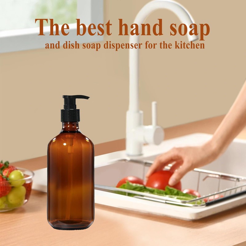 Plastic Soap Dispenser,Soap Dispenser Bathroom Kitchen Pump Bottle Brown 1