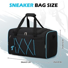 Scothen Sneaker Bag for Travel, Outdoor Sports Gym Bag Shoe Bags for 4 Pairs of Sneakers up to Size 14, Travel Duffel Bags with 3 Adjustable Dividers & Shoulder Strap, Sneakerhead Gift