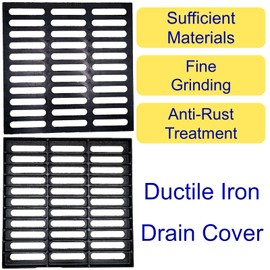 MOSINSBO Cast Iron Drain Grate, 24x24 Outdoor Drain Cover, B125 Class Sewer Grate, Durable Heavy Duty Channel Grate, Black Square Drainage Grate for Concrete Floor (23.6”x23.6”)