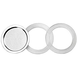 IBILI - Silikondichtung + Filter für Kaffeekocher Essential für 2 Tassen, Set mit 2 Stück + 1 Filter