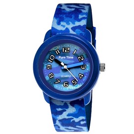 Pure Time® Children's Watch Boys Watch Girls Watch Camouflage Wrist Watch Textile Strap Analogue Boy Children's Watch Textile Strap Black Green Grey Learning Watch (Camouflage.), Blue.camo.kids,