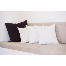 Premium Minimalist White Goose Down and Feather Blend Square Pillow | European Decorative Fluffy Throw | 100% Down. (50/50, 26" x 26")