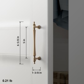 Goo-Ki 6 Pack 5 Inch Champagne Bronze Cabinet Pulls – Ornate Tapered Handle with Decorative Finials & Sculpted Detailing, Modern Luxurious Hardware for Kitchen & Furniture