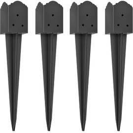 ZOOKASEA 4x4 Fence Post Anchor, Heavy Duty Ground Spikes, 23.6 x 3.7 x 3.7'' Decorative Post Base Stake Support for Mailbox Sign and Deck Post (Inner Diameter 3.6x3.6 Inches, Pack of 4)