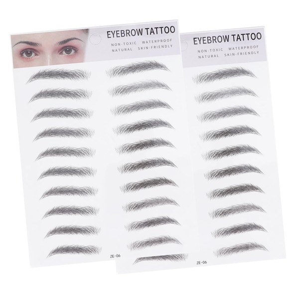 BIUDECO 2pcs Imitation Eyebrow Transfer Stickers Easy Use Hair-like Eyebrow