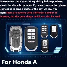 Cavlobe Zinc Alloy Key Fob Cover,Keychain,Full Protection Car Key Case for Honda Accord Civic Pilot CR-V HR-V Fit Odyssey Ridgeline JED Crosstour Spirior Smart Keyshell Accessories(NO.037 Silver)