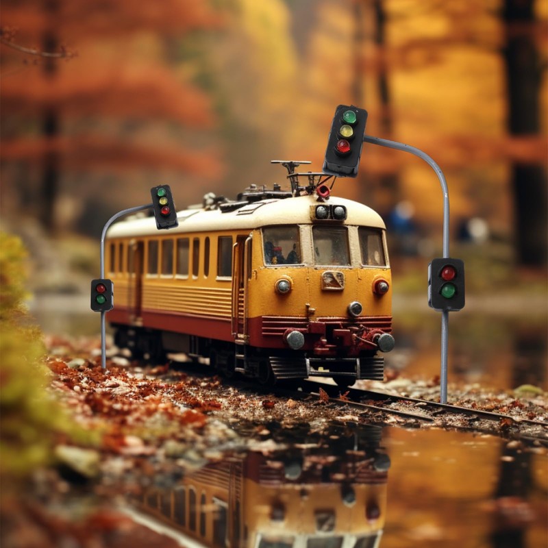2PCS Model Railroad Train Signals, 3-Lights Block Signal HO Scale