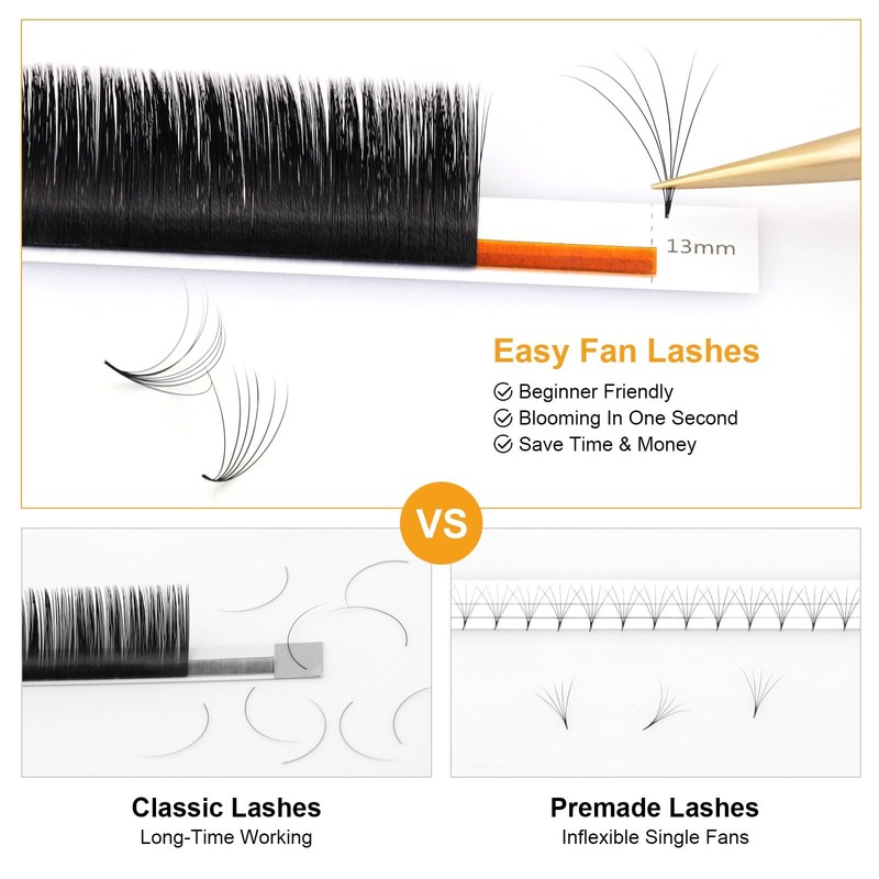 NAGARAKU Eyelash Extensions 3D-10D Volume, Ultra Fine, Light, Natural, Soft,