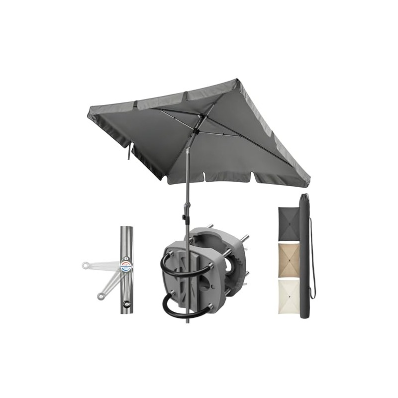 4smile Balcony Parasol 200 x 125 cm Set - UV50+