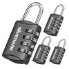 GIVERARE 4 Pack Combination Lock, 4-Digit Padlock Keyless, Resettable Luggage