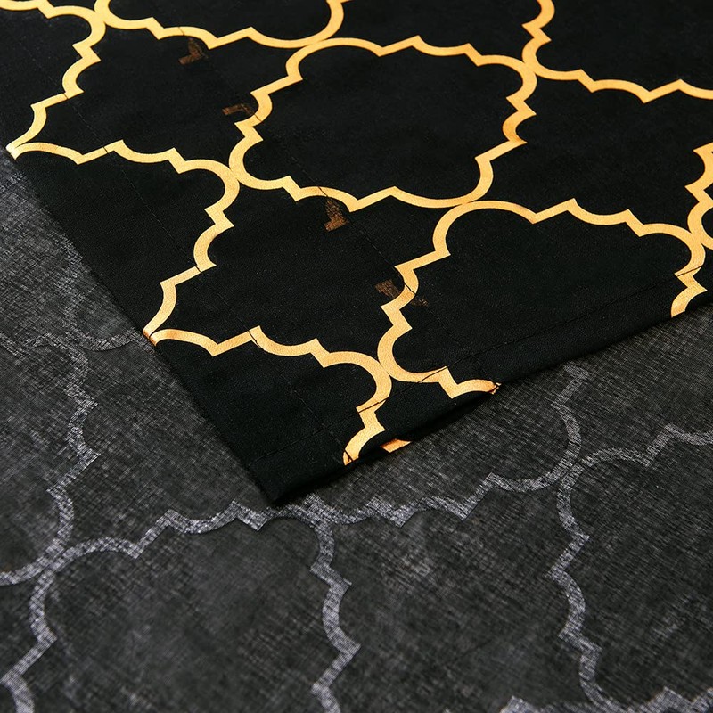 YJ YANJUN Black and Gold Curtains for Bedroom- Metallic Moroccan