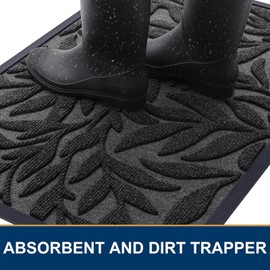 Smiry Smiry Front Door Mat Indoor Outdoor Entrance, Heavy Duty Natural Rubber, Trap Dirt and Moisture, Non-Slip Doormats, Low Profile, Easy Clean Patio Porch Entryway Mat, 47x32, Black