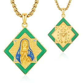 DRINSPER Miraculous Medal Virgin Mary Necklace for Women Men 925 Sterling Silver Virgen De Guadalupe Pendant Blessed Mother Mary Catholic Religious Amulet Charm Jewelry Gifts