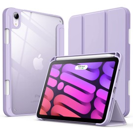 JETech JETech Case for iPad mini (A17 Pro, 2024 Model, 7th Generation) / mini 6 (2021 Model, 6th Generation) with Pencil Holder, Clear Back Shell Slim Stand Tablet Cover, Auto Wake/Sleep (Light Purple)