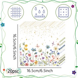 20 PCS Floral Napkins Flower Butterfly Napkins Wildflower Party Decorations for Party Wedding Baby Shower Bridal Shower