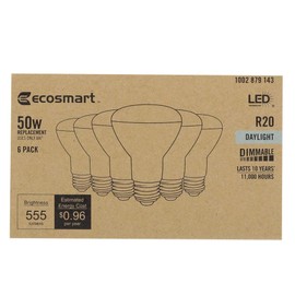 Ecosmart LED 50-Watt Equivalent R20 Dimmable LED Light Bulb Daylight (6-Pack),1003025802