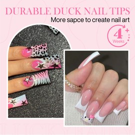 Luckyfairy Luckyfairy Half Cover Duck Nail Tips 504 Pcs Duck Press on Nails Clear Soft Gel Short Duck Nail Tips 11 Sizes Wide French False Nails for Acrylic Nails Professional for Y2K Art Salon