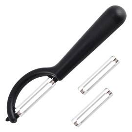 P-Schäler Tupper Set,Sparschäler Linkshänder mit 2 Ersatzklingen,Kartoffelschäler für Spargelschäler Gemüse,Gemüseschäler für Tupperware Ersatzklinge,Schälmesser Ersatzteile,Universalschäler Schwarz