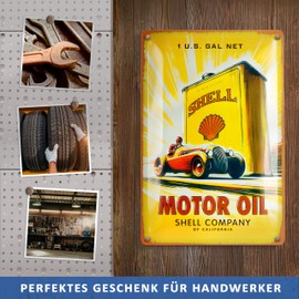 BC Tin Sign Retro 20 x 30 cm Shell Motor Oil Vintage Decoration Metal Design as a Gift Idea for Car Fans