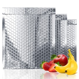 Amiff Silver Thermal Bubble Mailer, 5 x 9 Inches. 10 Pack Metallic Bubble Mailers. Self-Seal Metallic Bubble Envelope. Waterproof Insulated Shipping Envelopes for Food, Cosmetics