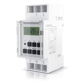 CSL - Digital Timer - for DIN Rails in the Distribution Cabinet Control Panels - 2 Terminals Input, 3 Terminals Output - 16A/3680W - Min. Switching Distance 1 Minute - LCD Display - Manual Mode -
