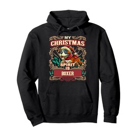 Boxer My Christmas Spirit Dog Santa Claus Elf Reindeer Pullover Hoodie