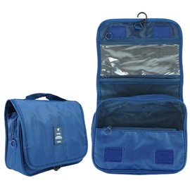 Pakana® Reise-Kulturbeutel mit wiederverwendbaren Geschenkflaschen, Kulturbeutel für Damen und Herren, Kosmetiktasche zum Aufhängen, Einfarbig - Blau, Cerrado: 21 * 24 * 9 - Abierto: 42 * 24 * 9,