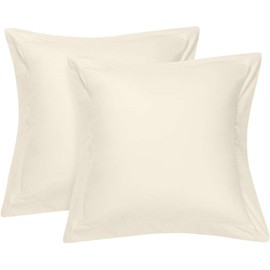 Cotton Delight 100% Natural Cotton Pillow Shams Set of 2 Ivory Euro Shams 28x28 Pillow Cover, Cushion Cover Euro Size
