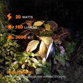 Malibu Low Voltage Landscape Spotlight 20W Halogen Wall Wash Flood Light 160 Lumen 3000K Warm White Waterproof with Spike Stake and Connector for Driveway, Yard, Lawn, Patio Use 8301-9502-01