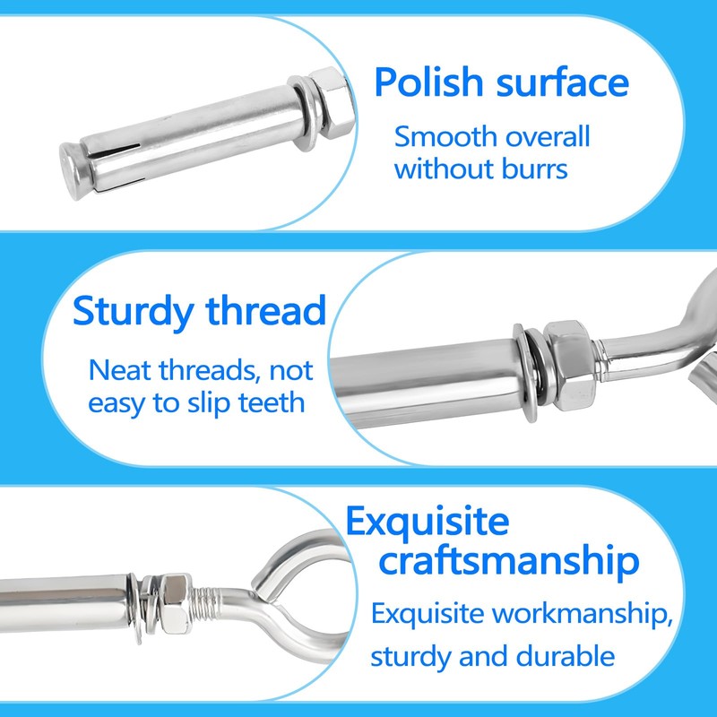 SNOMEL 5 Pack Expansion Concrete Wall Anchors Eye Bolts Screw,