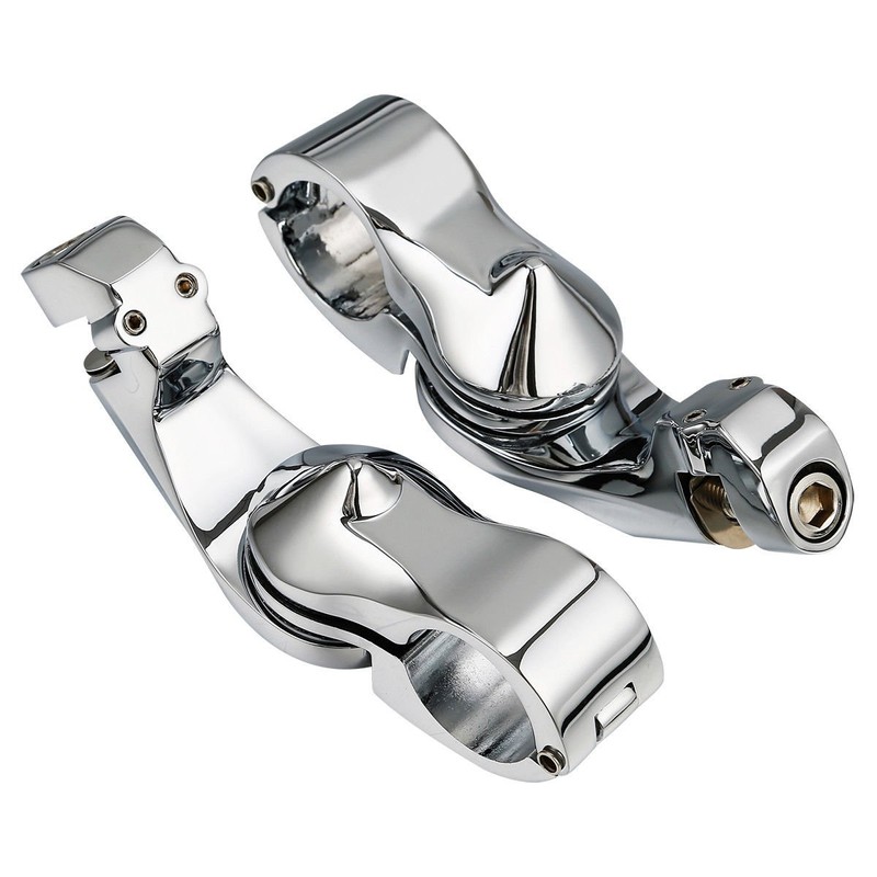 XFMT Chrome 1-1/4" 32mm Highway Engine Guard Foot Pegs W/Short