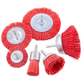 Swpeet 6Pcs Nylon Filament Abrasive Wire Brush Wheel & Cup Brush Set with 1/4 Inch Shank, 6 Sizes Nylon Drill Brush Set Perfect for Removal of Rust/Corrosion/Paint - Reduced Wire Breakage
