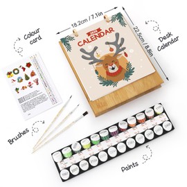 Generisch Paint by Numbers Calendar 2026, Desk Calendar with Handmade, Homemade Illustrations, with Acrylic Paints and Brushes, Can Draw in Leisure (Landscape Painting (A))