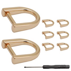 Murtenze 8PCS Tiny D-Key Ring with Screw Shackle for Car Key Leather Holder Zip Puller Purse Replacement Keychain Ring 0.4 Inch Inside Bar (Gold)