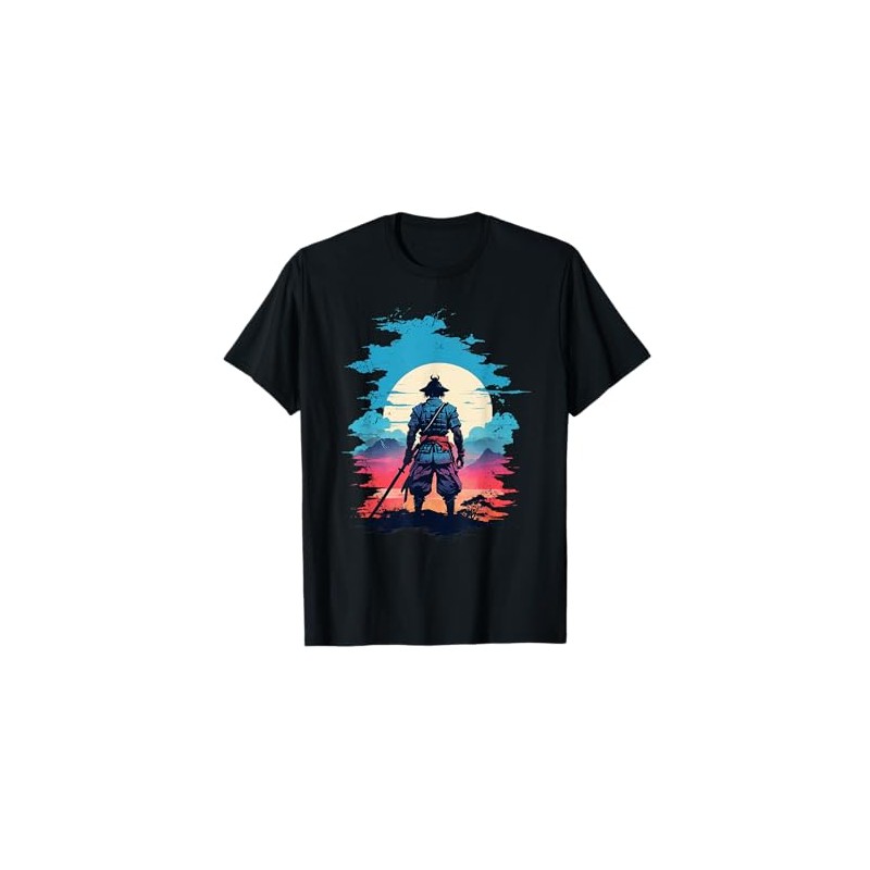 Cool Vintage Mystic Japanese Samurai Anime Silhouette T-Shirt