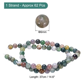 sourcing map Colorful Agate Beads 6mm Natural Gemstone Beads, Smooth Round Loose Beads for Bracelet Jewelry Making DIY (1 Strand - 60pcs)