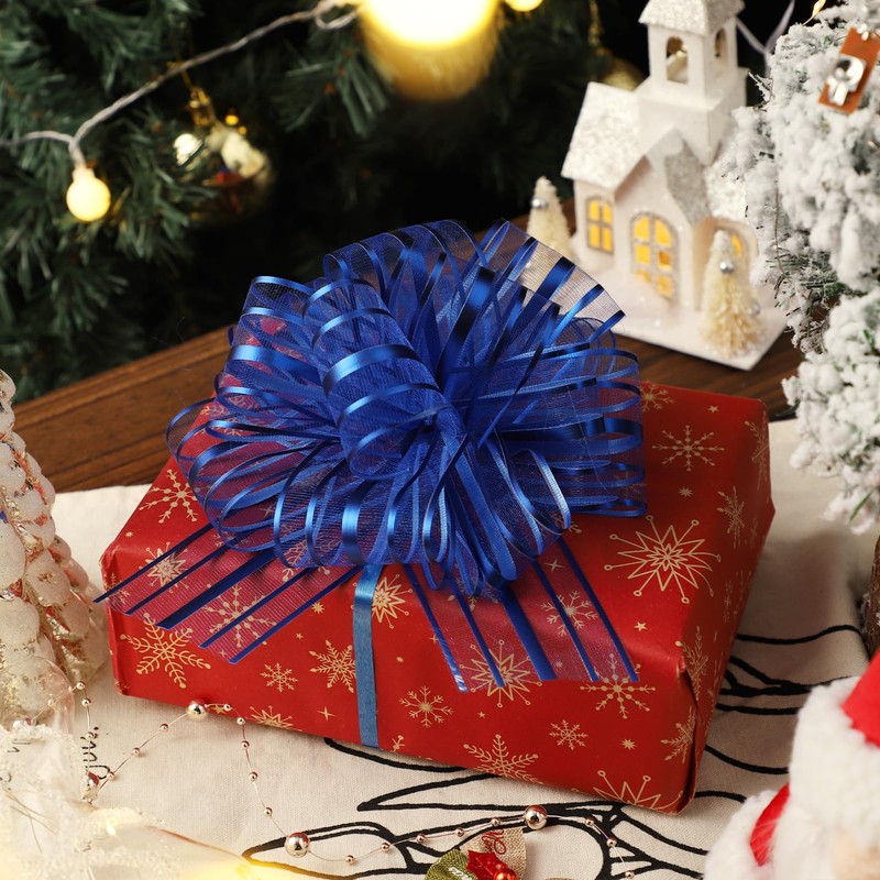 6 Pieces Pull Bow Large 6 Inch Organza Pull Bow