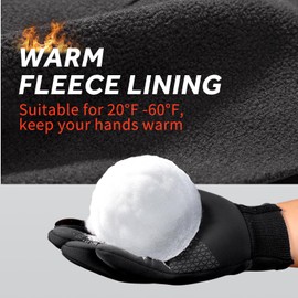 GINTRON Winter Gloves Men Women, Water Resistant Windproof Ski Snow Gloves Liner for Cold Weather, Thermal Warm Touch Screen Glove Suit for Hiking Running Cycling Driving Biking Walking, Freezer Work