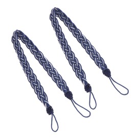 FUNOMOCYA 2 Pairs Hand Tied Curtain Clips Fabric Drapery Tassels for Window Country Floral Curtains Easy to Use Holdbacks Knitted Rope Stylish (Royal)