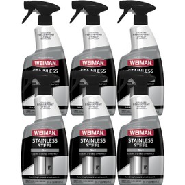 Weiman Stainless Steel Cleaner and Polish - Protects Appliances from Fingerprints and Leaves a Streak-Free Shine for Refrigerator, Dishwasher, Oven, Grill, 22 oz, 6 Pack