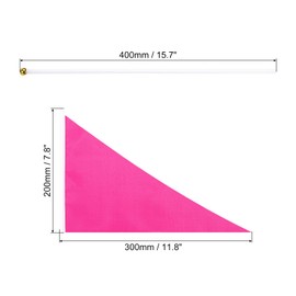 MECCANIXITY Pink Flag Stick Hand Held Small Mini DIY Flag Banner 11.8 Inch x 7.8 Inch Triangle for Festival Events Party Decoration Pack of 12